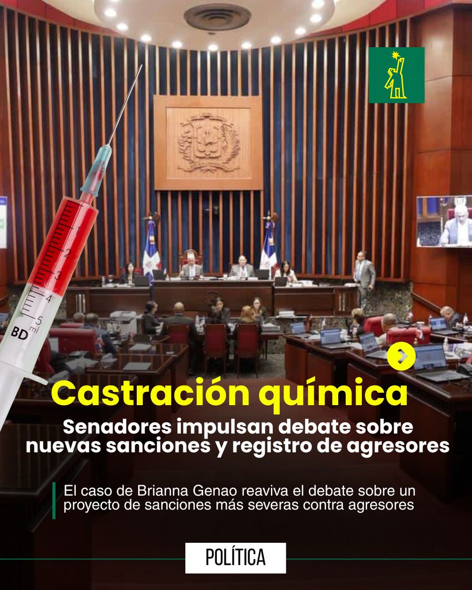 DiarioLibre's tweet photo. 🗳 |#PolíticaDL| Tras el impacto nacional provocado por recientes casos de abuso sexual infantil, senadores de la República expresaron sus posturas sobre las iniciativas que proponen la castración química y la creación de un registro nacional de agresores sexuales. https://t.co/VL2tjhXNvO

#DiarioLibre  #CastraciónQuimica  #SenadoresRD
