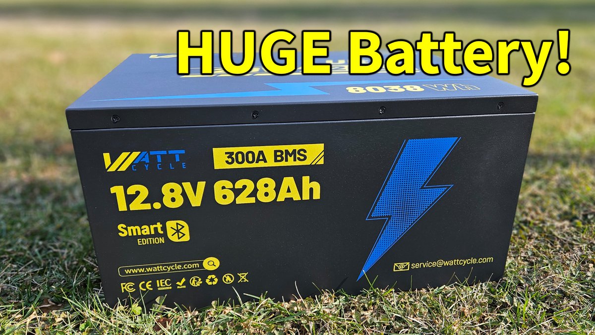 This #WattCycle 12V 628Ah #LiFePO4 battery is the largest I've tested in the 12V category - over 8000Wh of energy storage! Watch the review and teardown here youtube.com/watch?v=Y8m1Qc…
