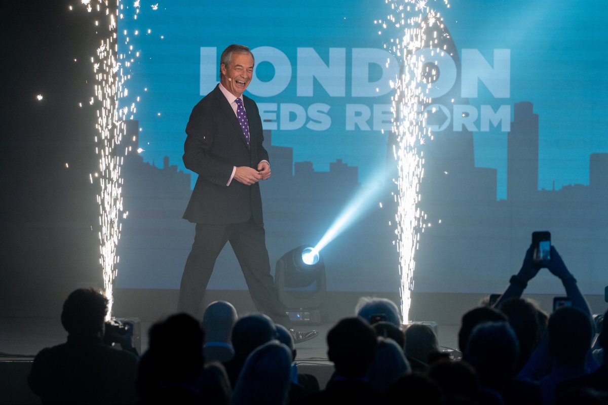 ThomasKrych's tweet photo. Reform UK leader Nigel Farage speaks during a party rally in London on Friday, Jan. 9, 2026, at the ICC Auditorium. https://t.co/Um6SybgfTO