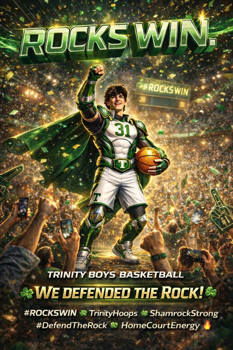 RocksBoysBball's tweet photo. ROCKS WINβοΈ
The Rock was rocking & the Shamrocks delivered.
Trinity Boys Basketball with a huge home-court victory, 68-60, over Bishop Guilfoyle. Energy was unreal. Defense was locked in.
#RocksWin #TrinityHoops #ShamrockStrong https://t.co/Ca0EVf73JX
