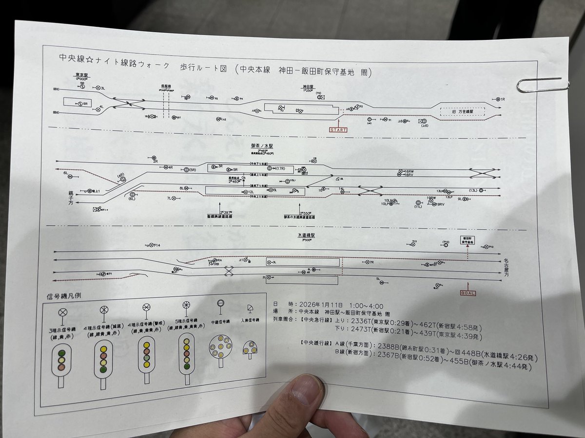 JR東日本 中央線 ナイト線路ウォーク 限定 配布資料 ルート図 トロリー