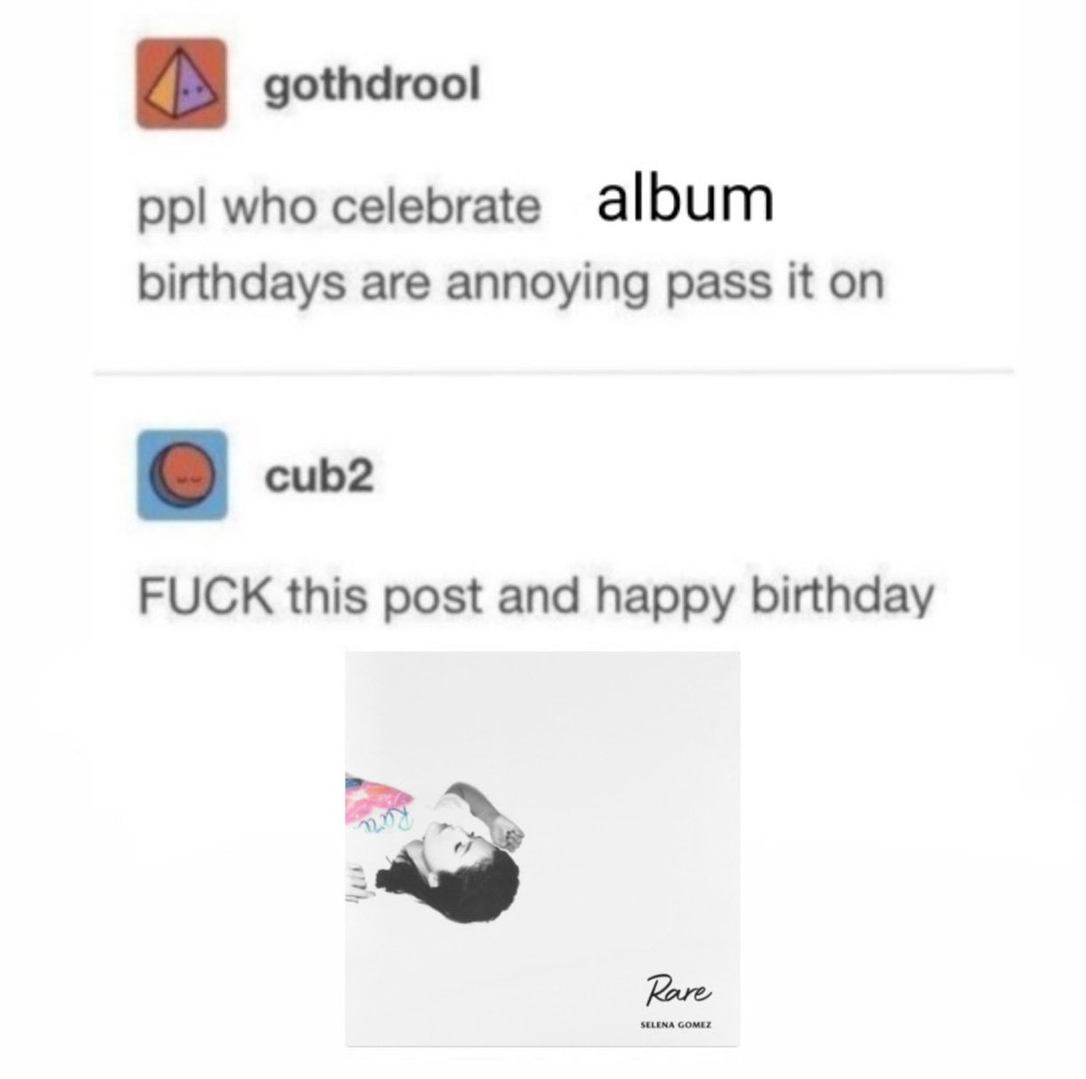 smgsophie's tweet photo. i canโt believe my baby rare is SIX years old ๐ญ happy birthday to the album that changed me ๐ค๐ค๐ค @selenagomez @SelenaFanClub #6YearsOfRare https://t.co/prVA2nCYSo