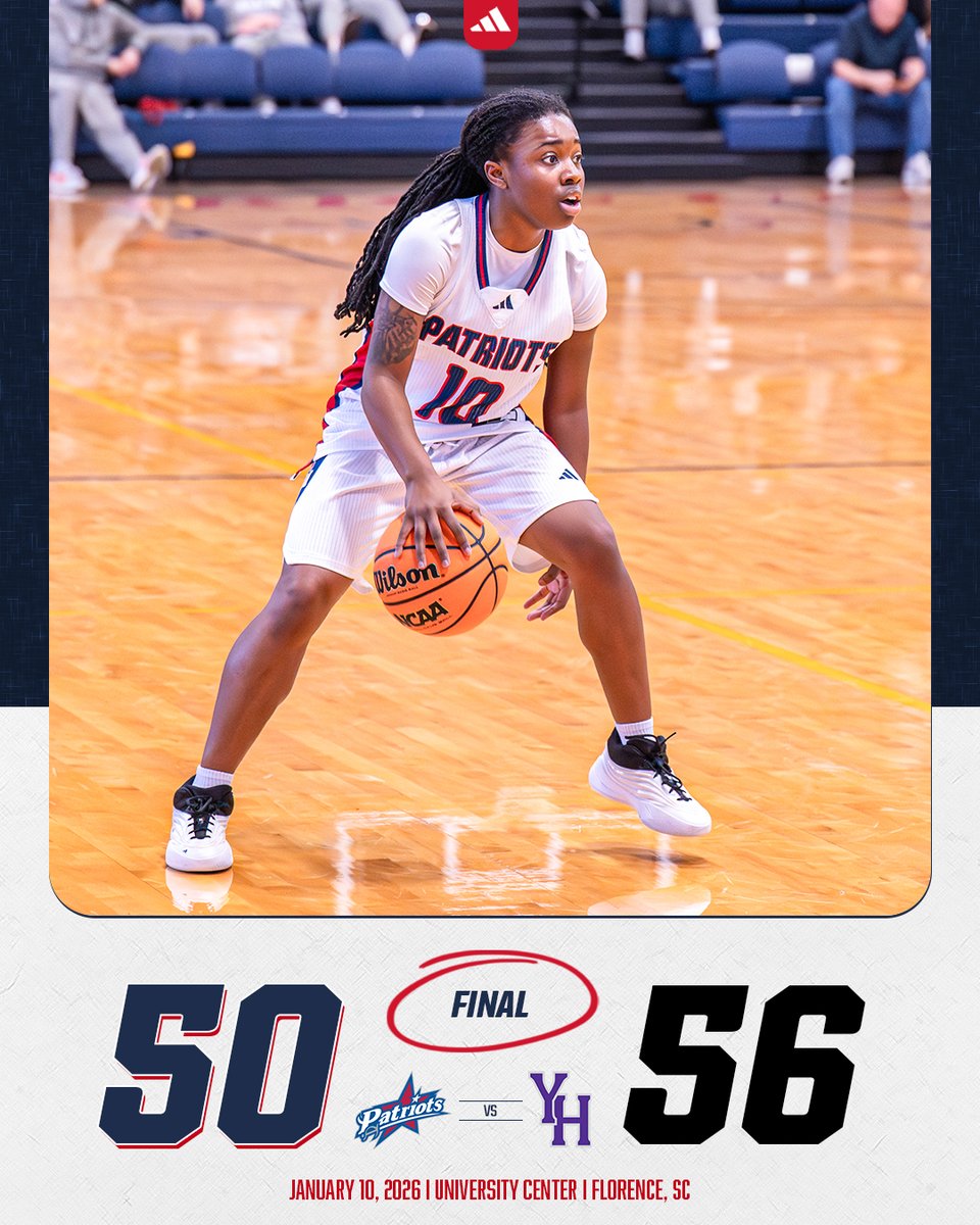 FMUSports's tweet photo. Final in Florence.
The Patriots will travel to Barton on Tuesday, Jan. 13 for a Conference Carolinas East Division matchup at 5 p.m.
Pts: Croksey 12, Gray 12, Jennings 11
Rebs: Grant 8, Two tied at 5
Asts: Croskey 4, Gray 2
Stls: Croskey 4, Mintz 3
#SwampEm #GoPatsGo @FM_WBB https://t.co/AEDgLFUnER