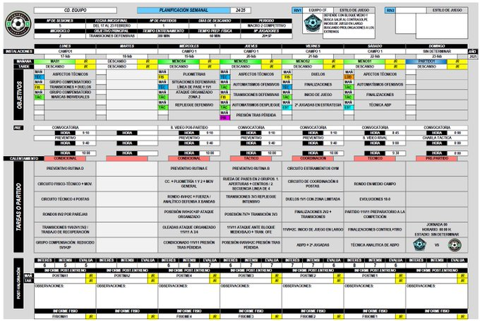 Entrenadordel11's tweet photo. Con el #excel,  MICROCICLO PREMIUM v. 3.0. , podrás organizar tu semana de competición, realizar tus sesiones de entrenamiento y mucho más.
Para más información🔜jesuspjfutbol@gmail.com https://t.co/xPYeeQJPY1