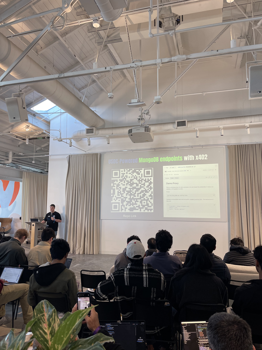 kleffew94's tweet photo. Awesome turnout at the @MongoDB Agent Orchestration hackathon in SF today. 

Theres a strong contigent of AI builders using stablecoins for the first time today.  They are quickly grokking what agentic commerce unlocks for data access, pricing, and monetization.

x402 is hard to unsee once you build with it.