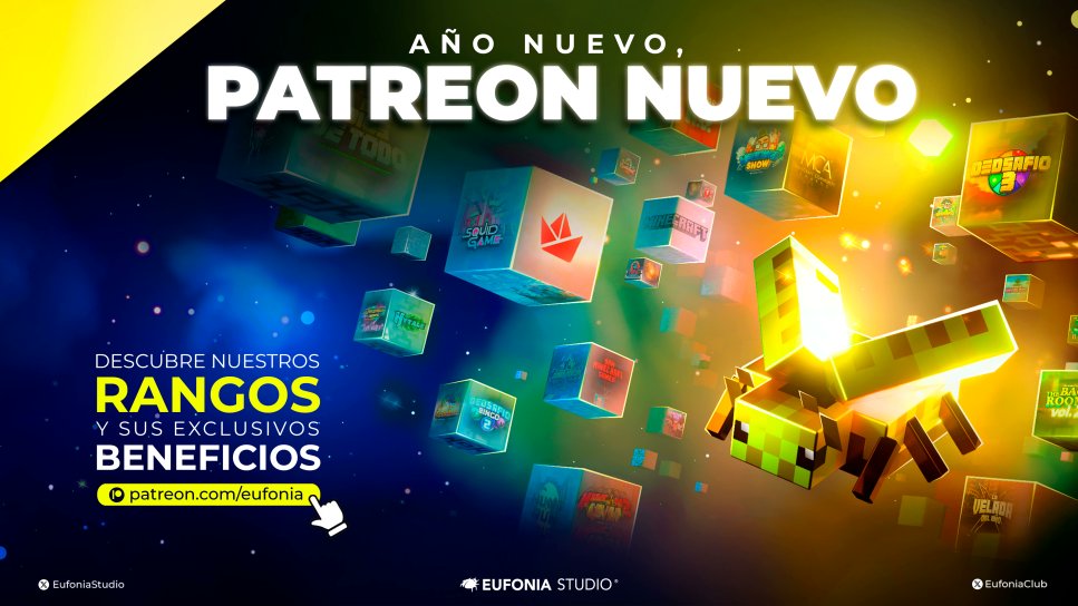 Hemos renovado nuestro Patreon donde puedes apoyarnos a seguir creando contenido desde 3 USD

Vamos  a compartir todo nuestro proceso de desarrollo de Hytale, detrás de cámaras de proyectos de Minecraft y contenido de nuestros próximos videojuegos🤖

patreon.com/eufonia