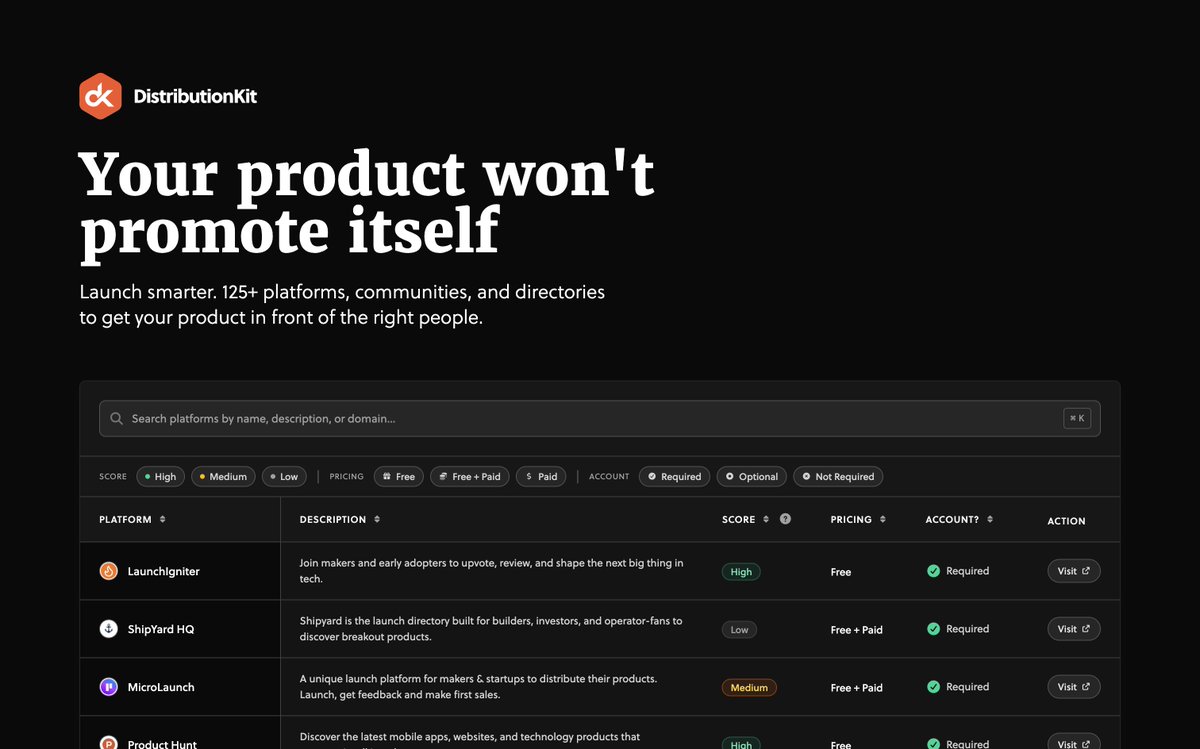 joncphillips's tweet image. Been collecting launch platforms and directories for way longer than I want to admit. Figured I should probably put them somewhere useful instead of another messy spreadsheet. So I bought a domain (of course). Link in first reply.
