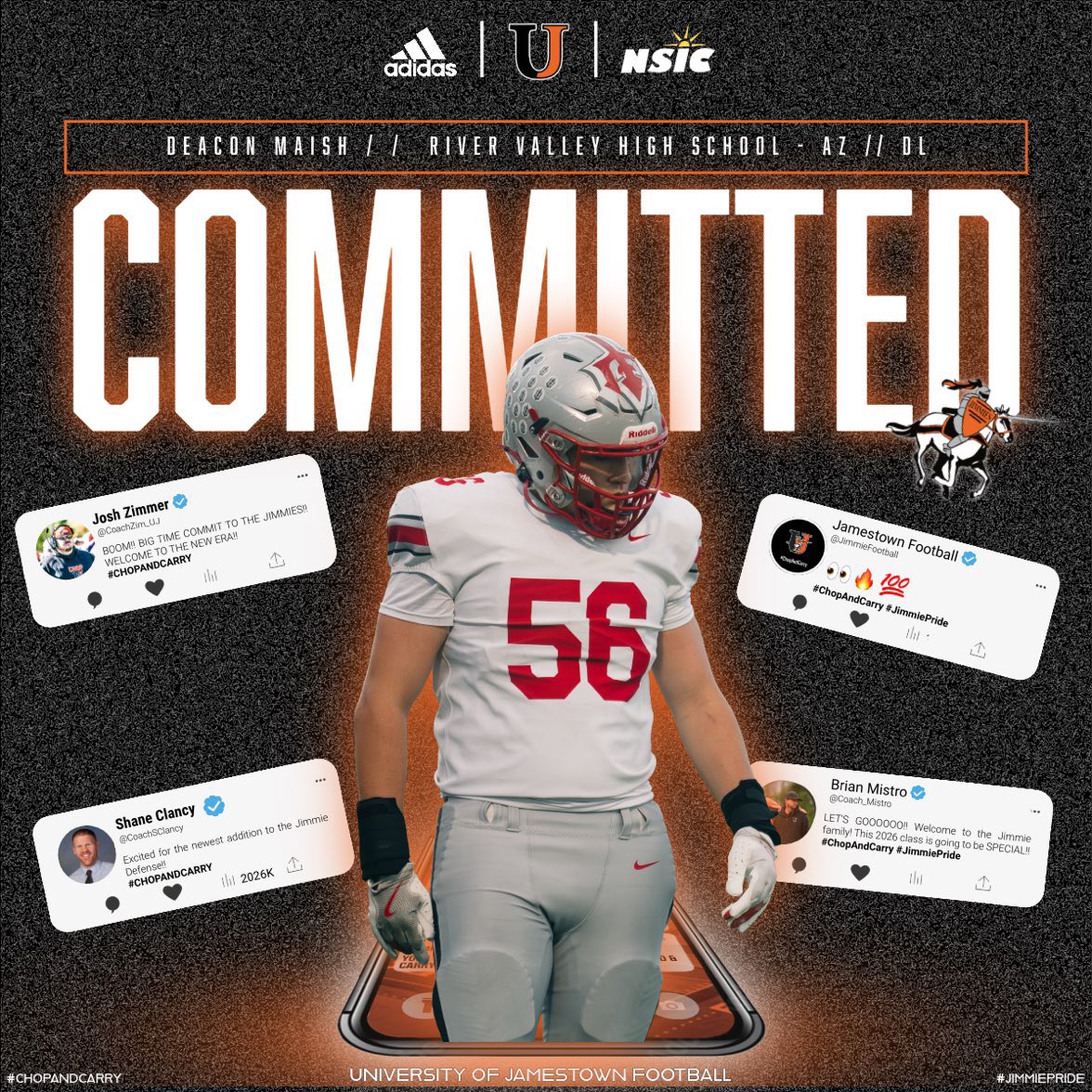 Thank you Football!
<a href="/MaishAmber/">Amber Maish</a> <a href="/Maish4848/">Matthew Maish</a> 
Thank you Jamestown!
<a href="/Coach_Mistro/">Brian Mistro</a> <a href="/CoachZim_UJ/">Josh Zimmer</a>