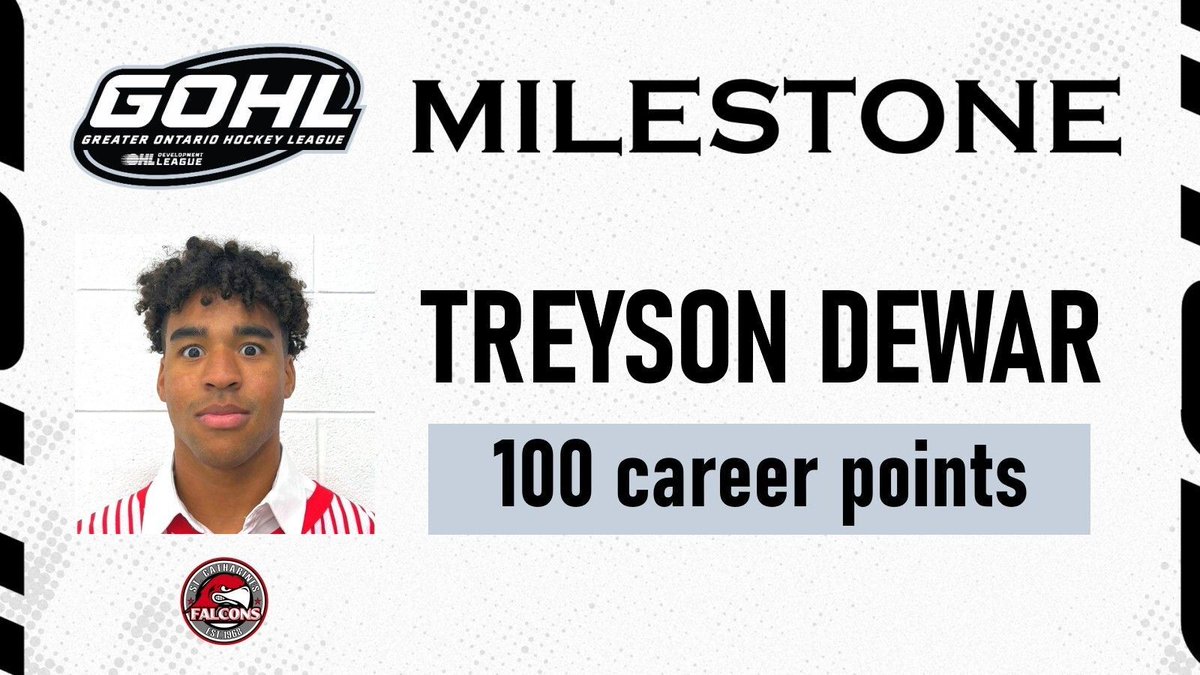 Treyson Dewar reaches GOHL Milestone with 2 goals in Falcons' win over Titans