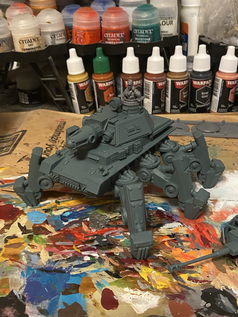 The Konflikt ‘47 Axis starter army came with decals so I figured I’d apply some to the Stahltruppen Officer that came with the rule book for a little more flair. 

The Panzer IV X is primed and I’m considering giving it the same camo scheme as the stahltruppen.

#Konflikt47