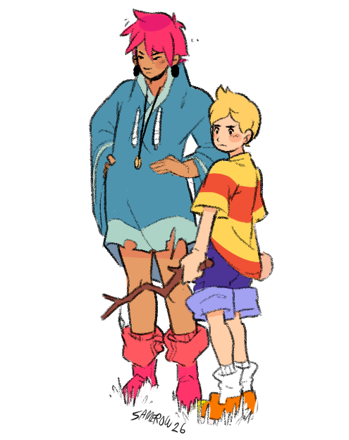 _sameraw's tweet image. Kumatora and Lucas #mother3
