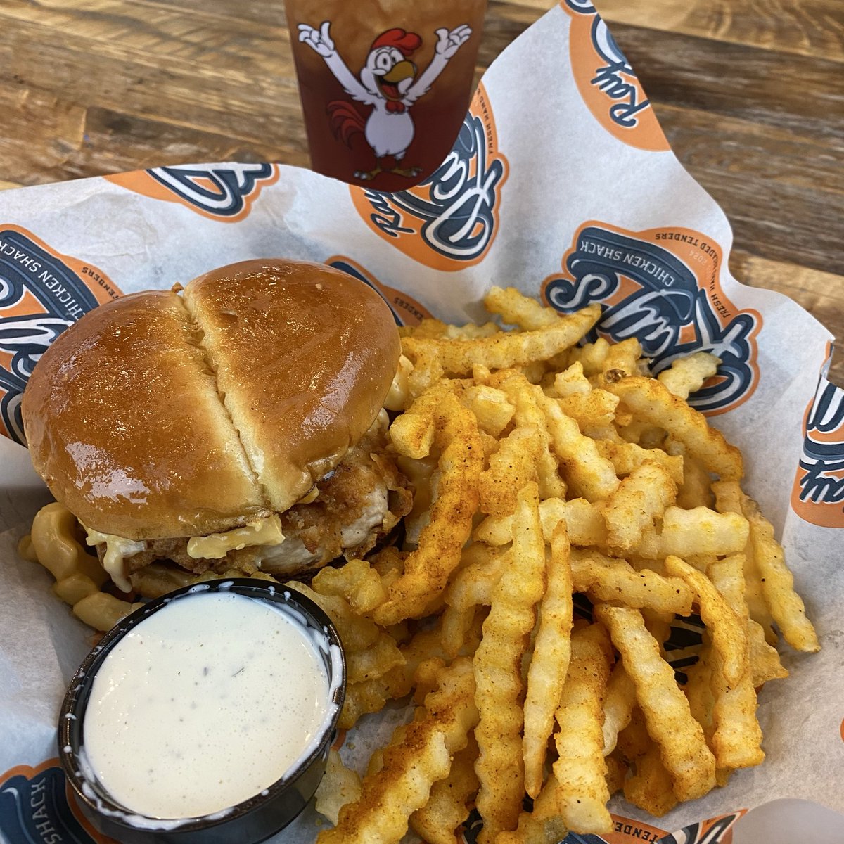 Chicken &amp; Mac-n-cheese sandwich
with seasoned fries and Sweet Tea…
Ray Ray's Chicken Shack (Statesville, NC)