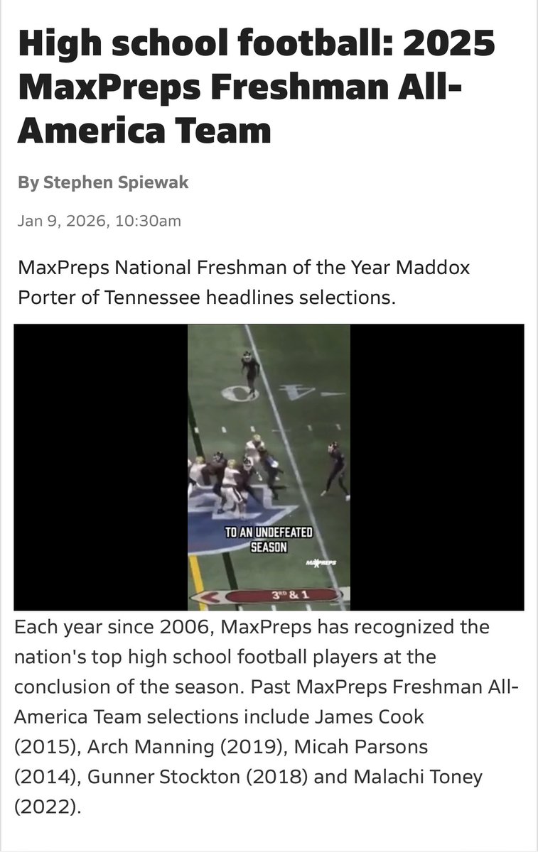 WestburyFB's tweet photo. Congratulations to the Freshman Phenom❕

 “@MaxPreps 2025 Freshman All-American”

Name: Machi Harden 
Twitter/X: @thegoatkai99 
School: Westbury HS (Houston, Tx)
Height: 6’3 | Weight: 225

#1️⃣Pack1️⃣Purpose
#ManTheShip🌊
#GoBigBury🔵⚪️ https://t.co/g1oarFFLrh
