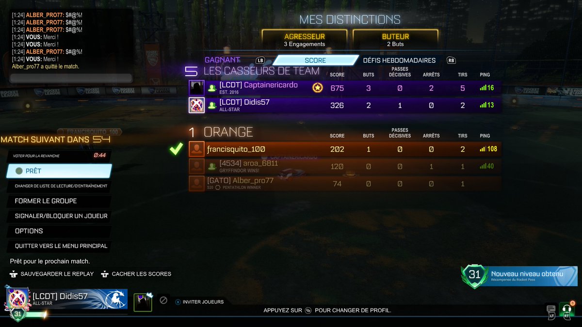 Didis175's tweet photo. Quelque partie faites ce soir sur #RocketLeague avec mon Homme @RicardoYamato57 🥰🥰🥰♥️
#RocketLeague #Xbox #Victoire #Duo #Équipe #Team https://t.co/j0aUUm4F0d