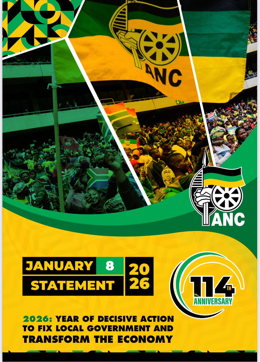 ANCLimpopo's tweet photo. 2026: The Year Of Decisive Action to Fix Local Government and Transform the Economy.

Follow the link for the 2026 January 8th Statement: https://t.co/8gvgx5JkCx

#ANC114
#January8Statement
#ANCJan82026 https://t.co/L1QFH2Y2MQ
