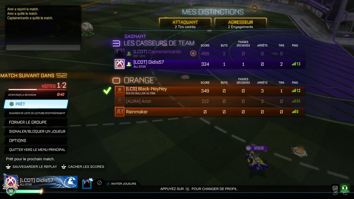Didis175's tweet photo. Quelque partie faites ce soir sur #RocketLeague avec mon Homme @RicardoYamato57 🥰🥰🥰♥️
#RocketLeague #Xbox #Victoire #Duo #Équipe #Team https://t.co/VQtIQHESYW