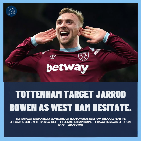 TheLaneAndBack's tweet photo. Spurs monitoring Bowen as Hammers teeter near relegation 👀 #THFC #TransferTarget #COYS https://t.co/WISVGrd9ng