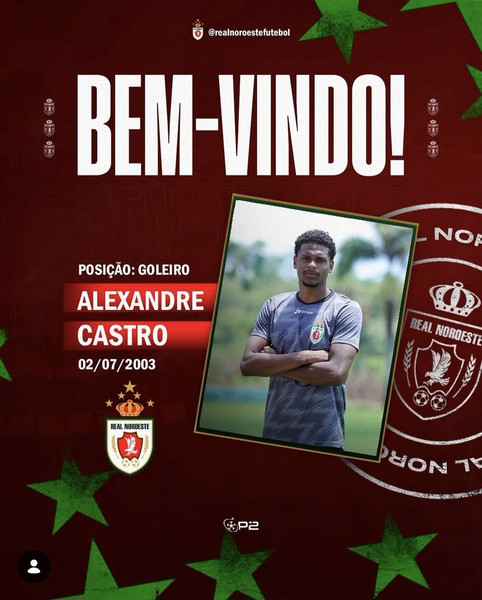 Negócio fechado✅✍️

ALEXANDRE CASTRO, Goleiro,22 Anos.

Formado na base do Merengue Capixaba e com passagem pelo futebol Uruguaio retorna ao clube.

Crédito: Instagram do Clube 

Até aqui nos ajudou o Senhor🙏⚽️