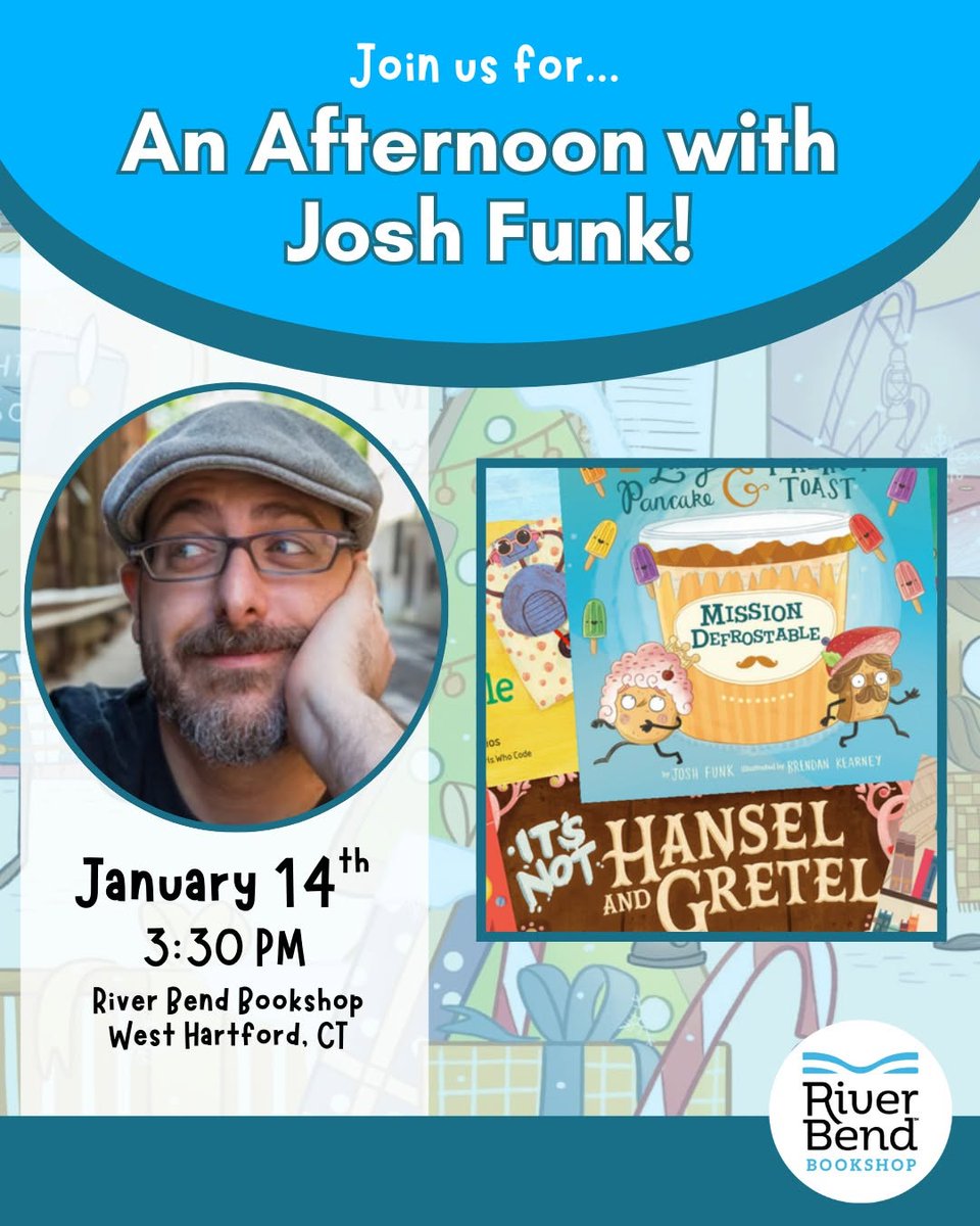 joshfunkbooks's tweet photo. On Wednesday afternoon, I'll be visiting River Bend Bookshop's West Hartford location for a storytime, signing, and to chat about books!⁠
⁠
#books #kidlit #storytime #westhartford #picturebooks https://t.co/dYyFWGNMnD