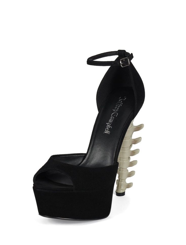 spookyxxboobs's tweet image. black suede vertebrae heels from jeffrey campbell