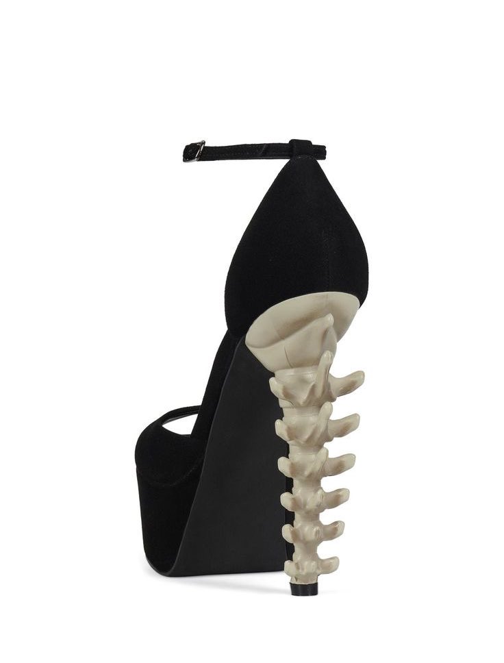 spookyxxboobs's tweet image. black suede vertebrae heels from jeffrey campbell