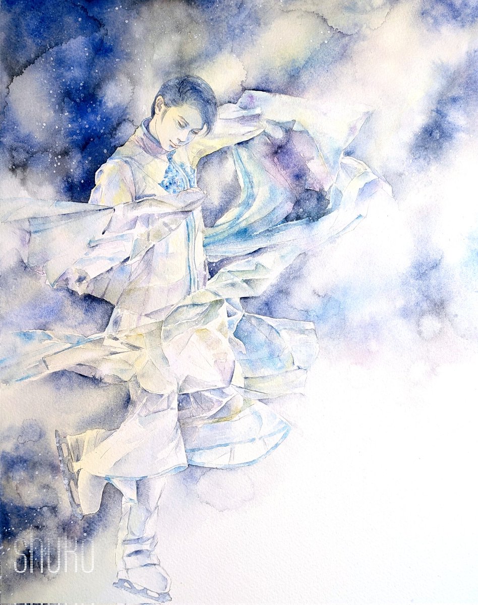 月夜に舞うUtaiさま 能登直様📷️より🙏 水彩画🖌️F6サイズ 今年最初