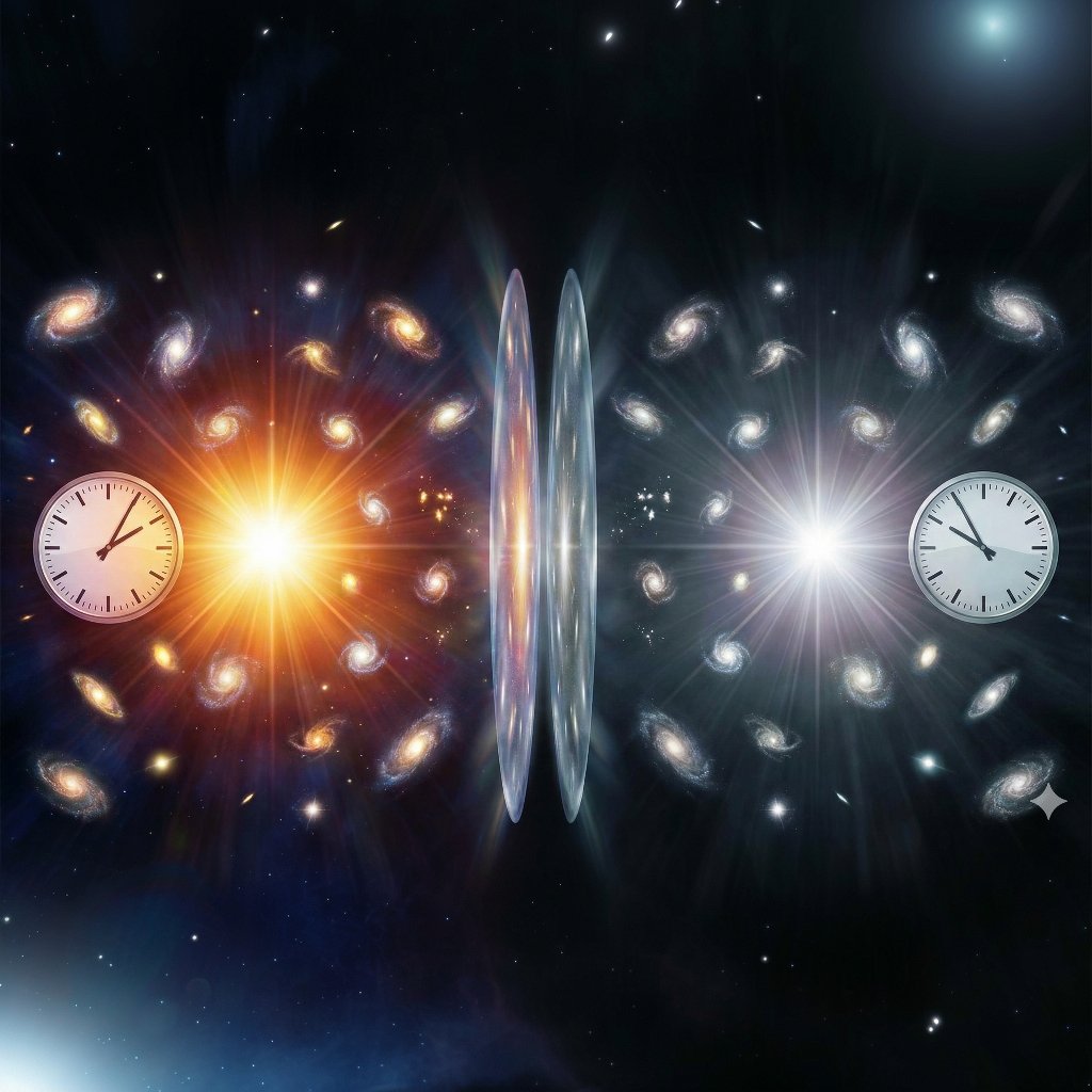 NightSkyNow's tweet image. 🚨: A universe where time runs backward. Physicists now think it exists. ⏳

The theory suggests the Big Bang created a "mirror twin" to our reality, meaning everything we know is only 50% of the story. 🌌👀