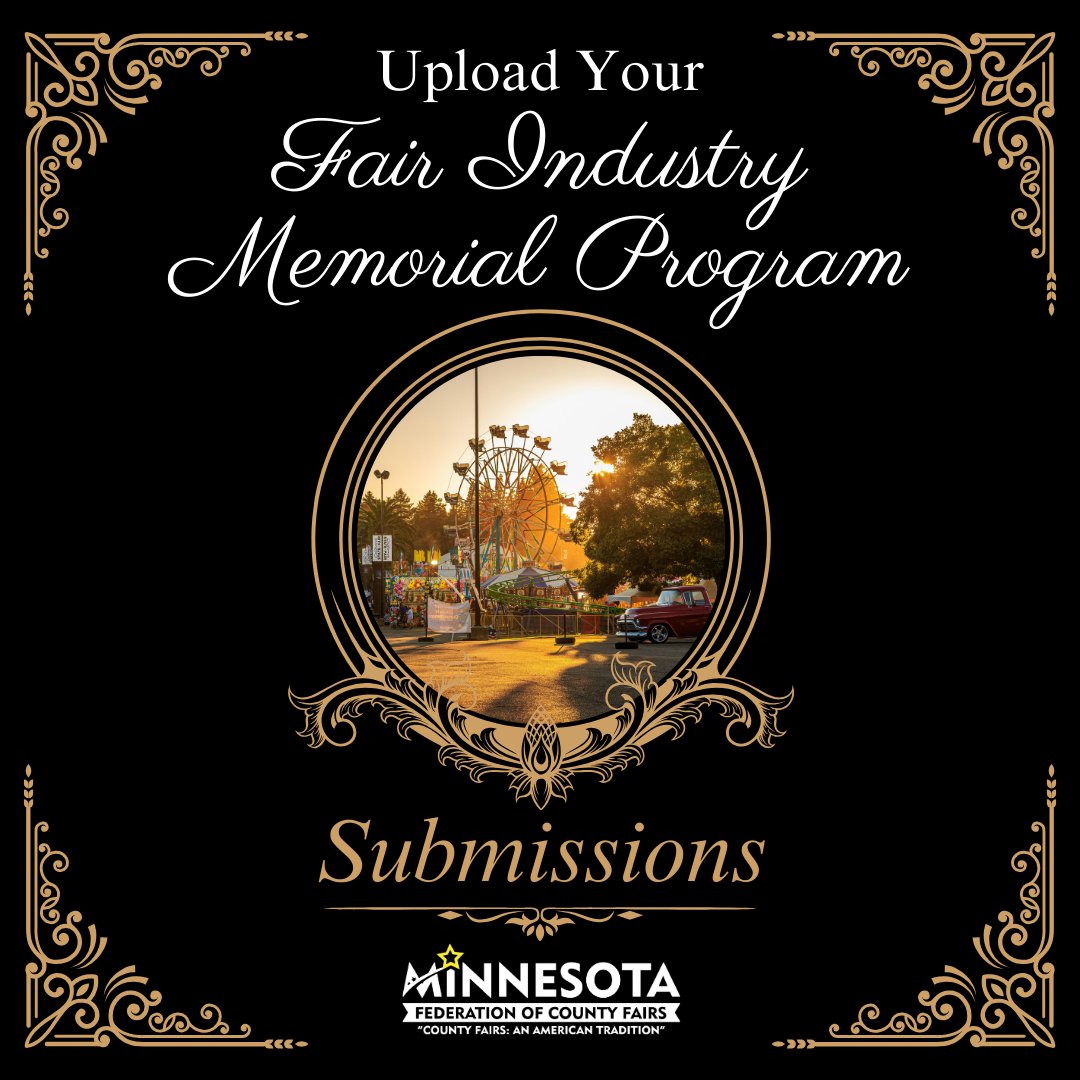 Let us remember those who we've lost in the fair industry in the last year. Please upload the information and a photo of your fair family loved ones to have them a part of our memorial program at the convention.

Upload Here:
mfcf.com/p/convention/m…