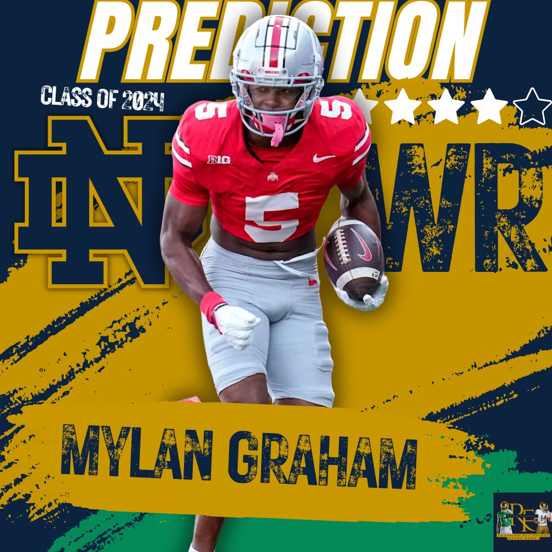 Fravel_Ryan's tweet photo. BREAKING: Former Ohio State WR Mylan Graham has just received a Rivals RPM Insider Prediction to land with Notre Dame, via Pete Nakos &amp; Steve Wiltfong!

He is a former 5⭐ recruit in the 2024 Class.

He ranks as the #24 WR in the Transfer Portal. https://t.co/pTysUWO1ll