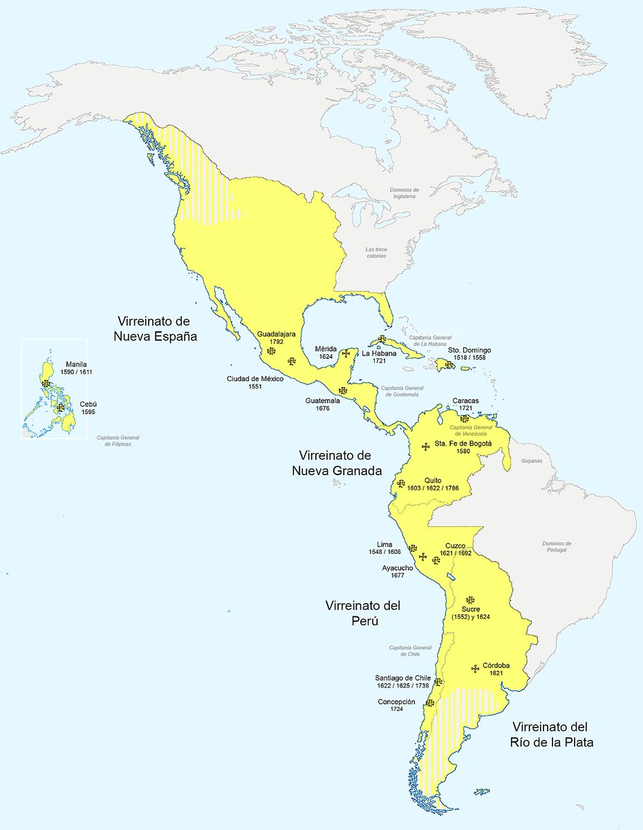 📜 Más de 25 Universidades se fundaron en la España 🇪🇸 en América 🌎 y Filipinas 🌏 (siglos XVI-XVIII) de los que se graduaron más de 150.000 personas de todas las etnias del Imperio Español ❌.