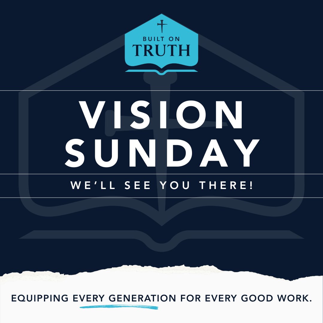 S.Y.O.S! (See you on Sunday!)

This year’s Vision Sunday will include an exciting update on the Grace Bible Church Facilities Long-term Plan and more information about Built on Truth.

Sign up for a Vision Gathering to hear all the details by visiting gracebiblechurch.org/BuiltonTruth