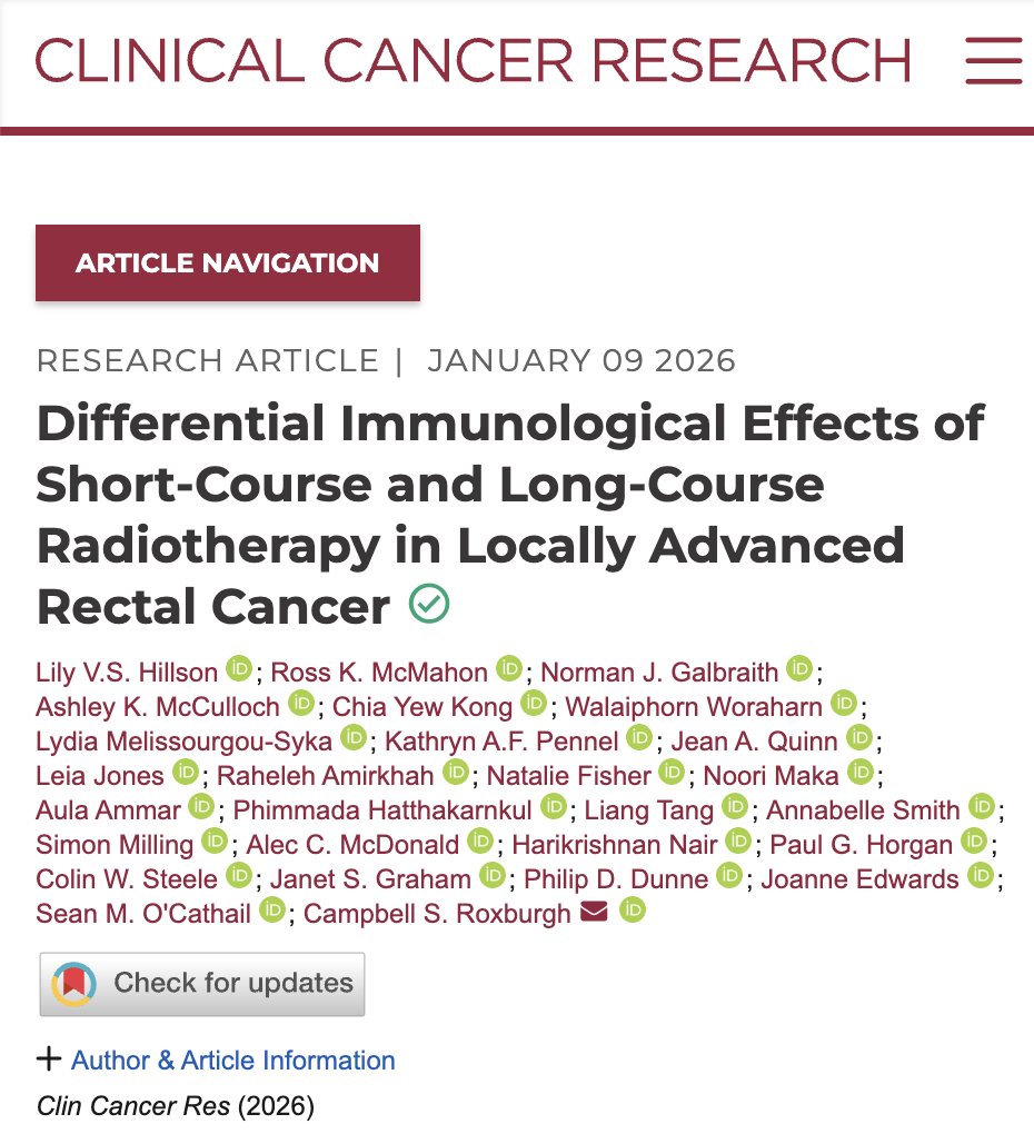 OscarTahuahua's tweet image. In locally advanced rectal cancer, short course RT (25 Gy/5 fx) was less immunosuppressive than long-course RT, despite more advanced disease. SCRT showed faster lymphocyte recovery, lower NLR and higher intratumoral CD8+ and FOXP3+.

This immune preserving profile provides a…