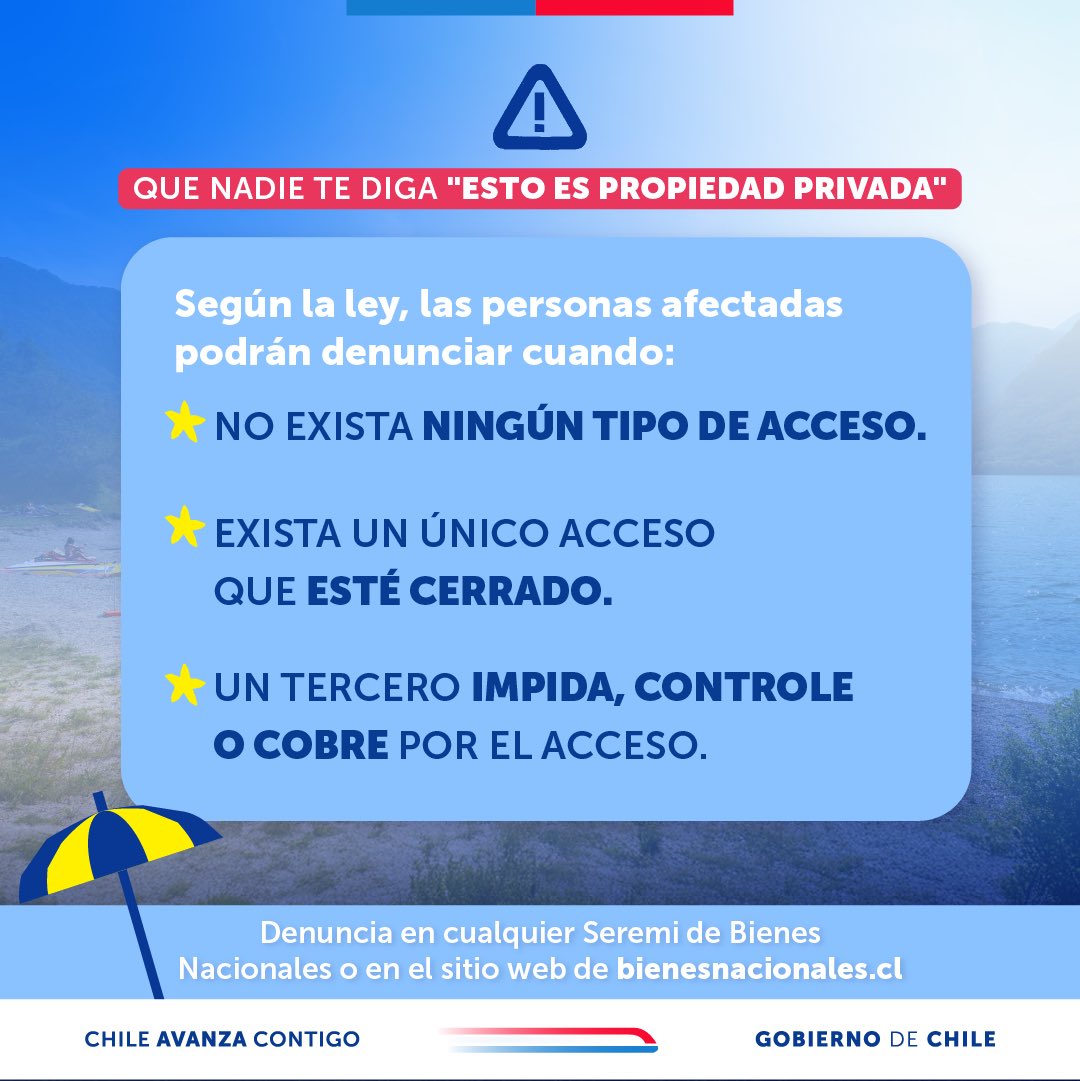 ⚠️ ¡Guarda esta publicación! Y recuerda denunciar si te encuentras ante alguna de estas situaciones que te impidan disfrutar de las playas de nuestro país. Las multas son de entre $600 mil y $6 millones.