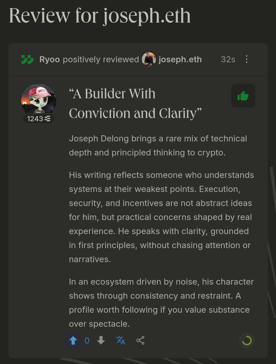 I just reviewed @josephdelong and honestly, this is one of those profiles  that stands out in crypto Joseph Delong is a builder who operates from  fundamentals, not noise His writing shows a
