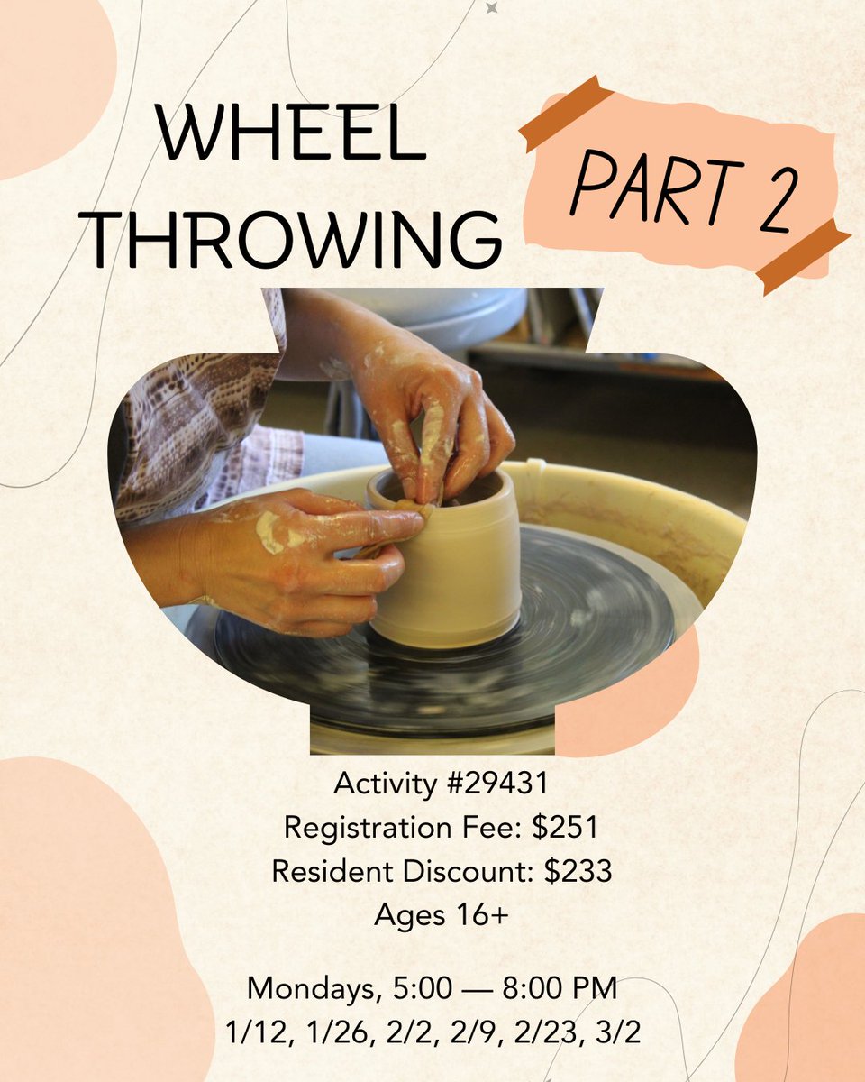 AtTheGrand_'s tweet photo. Level up your wheel throwing and continue your ceramic journey in Wheel Throwing Part 2. By the end of class students will be able to throw pitchers and explore teapots on the wheel.
Register here: https://t.co/JZzlSkv2hk https://t.co/6NxykPmR6T