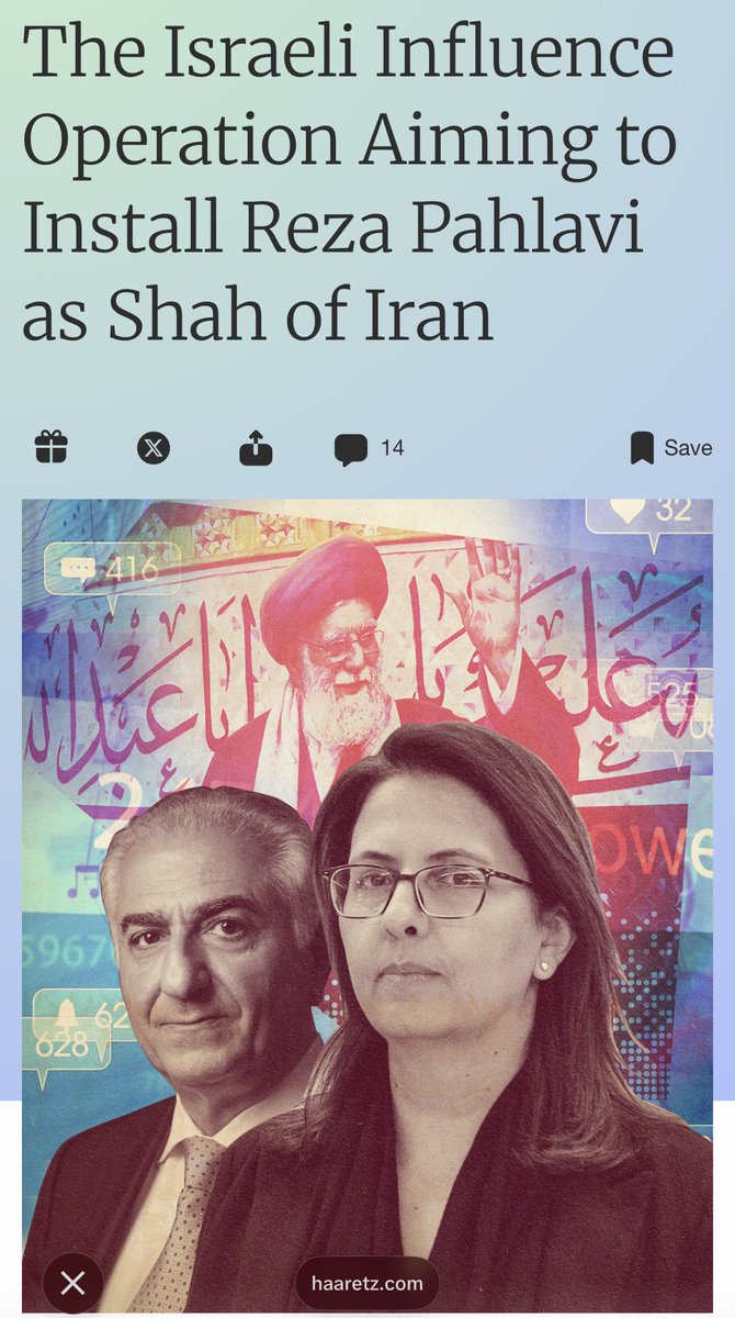 BREAKING: 🚨 🇮🇱 🇮🇷 THREE MONTHS AGO the *Israeli* publication Haaretz found that Israel ran a covert influence operation using fake accounts and AI-generated content to promote CIA puppet-prince, Reza Pahlavi, and push for restoring the monarchy/dictatorship. 

This is yet more