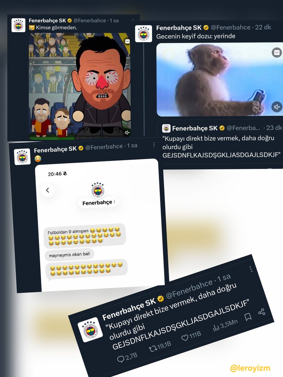 İçerde dışarda sizi üçleyen ve 3 sene  üst üste şampiyon olan, sezonda 2 teknik direktör değiştirmenize sebep olan bir insana yaptığınız bu muamele ne kadar zorunuza gittiğini ve size ne kadar dokunduğunu, ne kadar çok ağladığınızı gösterir!