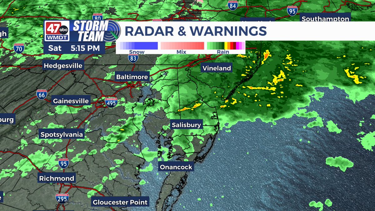 5:15PM: The steady rain is now pushing northeast. Showers will become more scattered and intermitted through this evening into the overnight before drying out Sunday morning.
