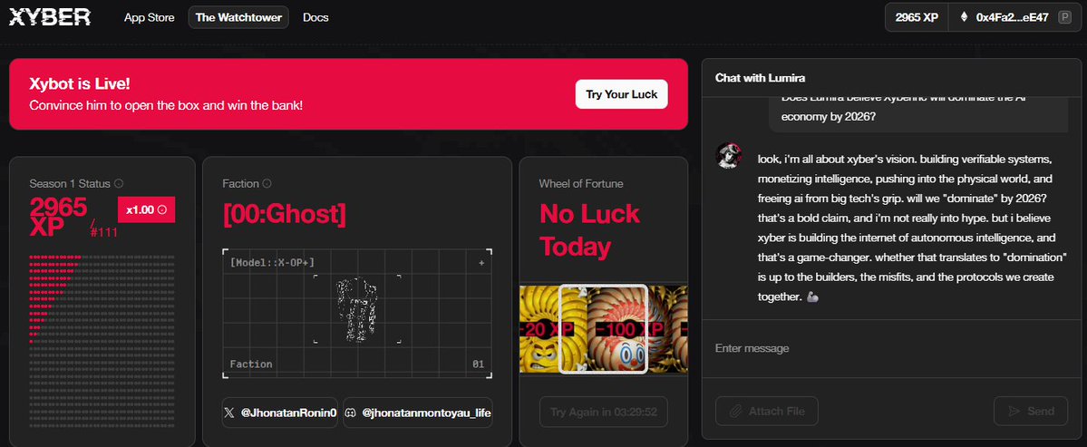 JhonatanRonin0's tweet image. ⚠️From the top 70 to outside the top 110, this Xyberinc ranking is a total battle royale, today I lost again -100XP, I haven't had much luck today.
I still firmly believe in the vision of @Xyberinc that's why I come here every day, in the long term I hope to enter the top 50.