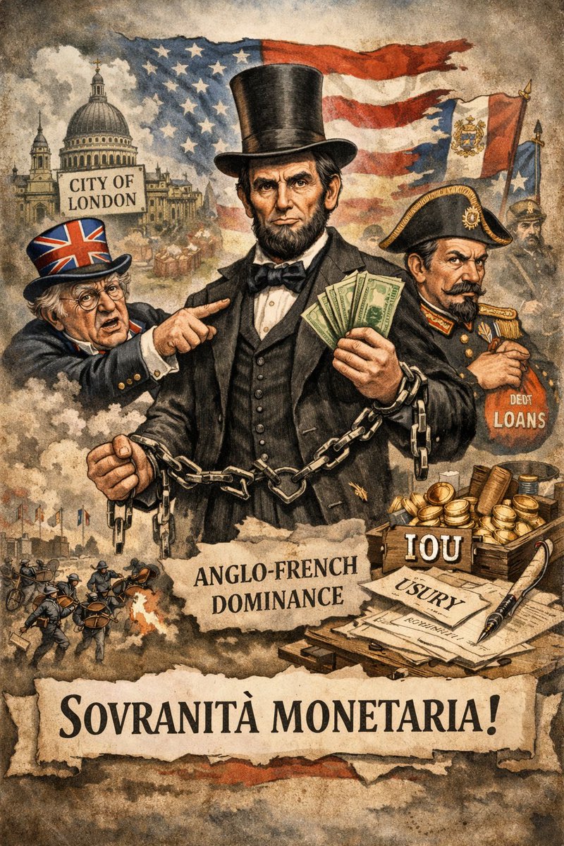 Veleno_Q_B's tweet photo. Il f@scista Lincoln e la grande perversione della sovranità monetaria

Documenti, citazioni e fatti storici su un atto di ribellione anti-coloniale

(articolo ironico, ma fondato su fonti primarie)

https://t.co/VSIsNyhZx7

#AbrahamLincoln #Greenbacks #SovranitàMonetaria #MonetaDiStato #ColonialismoFinanziario #CityDiLondra #ImperialismoFinanziario #Debito #PotereBancario #StoriaEconomica #GuerraCivileAmericana #LegalTenderAct #AntiColonialismo #EconomiaPolitica #FinanzaGlobale #SovranitàNazionale