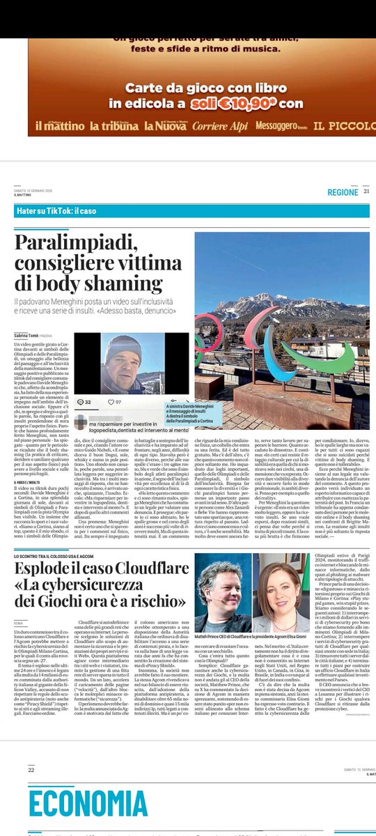 davidemeneghini's tweet photo. Grazie @mattinodipadova #padova #bodyshaming #paralimpiadi https://t.co/iEN38kdGSR