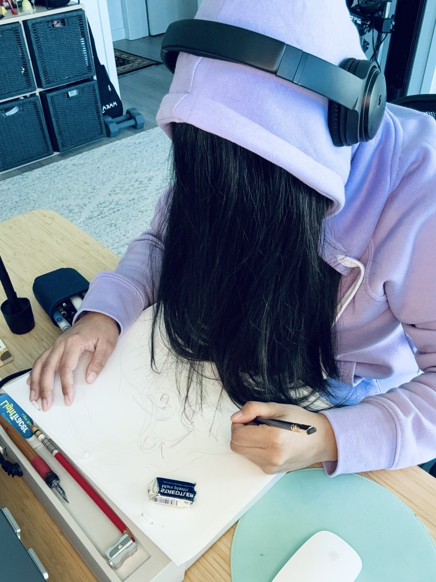 Dilynn_D's tweet photo. I had this sudden realization that my hair was long enough and I had a purple hoodie to look like #NatsukoHirose from #Zenshu. AS WELL as a peg board and animation paper. So I had to make it happen. https://t.co/0zFlzAdFr3