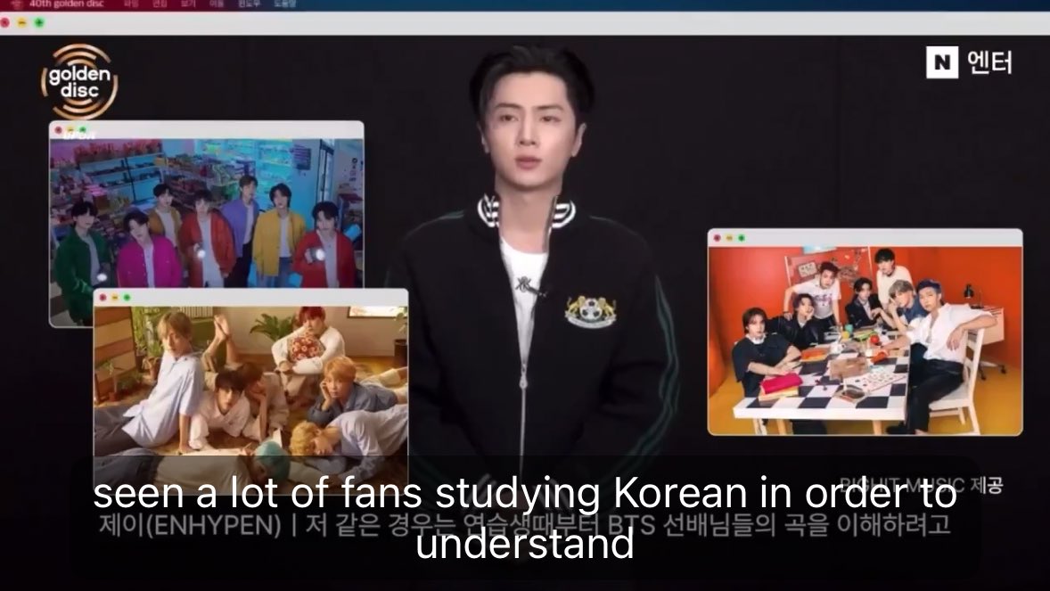 btschartsdailyc's tweet image. The Groups TWS and ENHYPEN’s Jay selected #BTS as the representative of “Universal Language” at the Golden Disc Awards!

"I think it's BTS sunbaenim. Their music already touched the hearts of so many people around the world[..] Thanks to BTS, overseas fans seem to have opened…