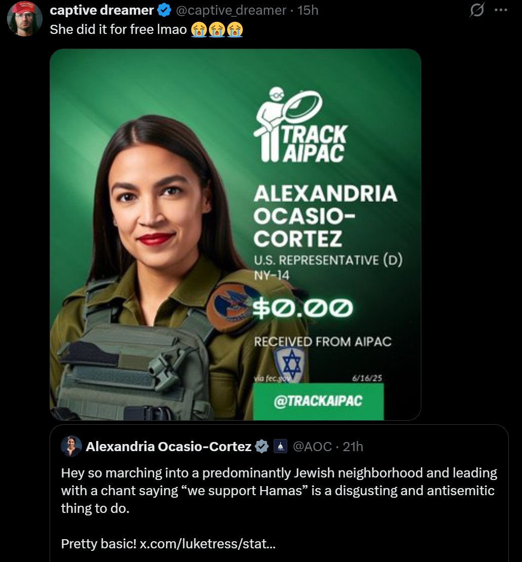 LucBernard's tweet image. Being anti Hamas is now AIPAC...

By those terms then a lot of Gazans would be AIPAC too...

So many of these online leftists have the thinking skills of a floppy starfish.