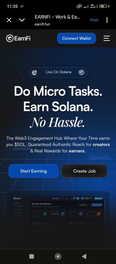 GIGME01's tweet image. Just discovered a simple way to earn $5-$20 in SOL for basic Web3 tasks.

EarnFi is live.
A micro-task platform paying users directly in Solana.

• Earnings: $5–$20 per session
• Payout: SOL
• No email signup
• Wallet-based access

If you’re already liking posts, joining…