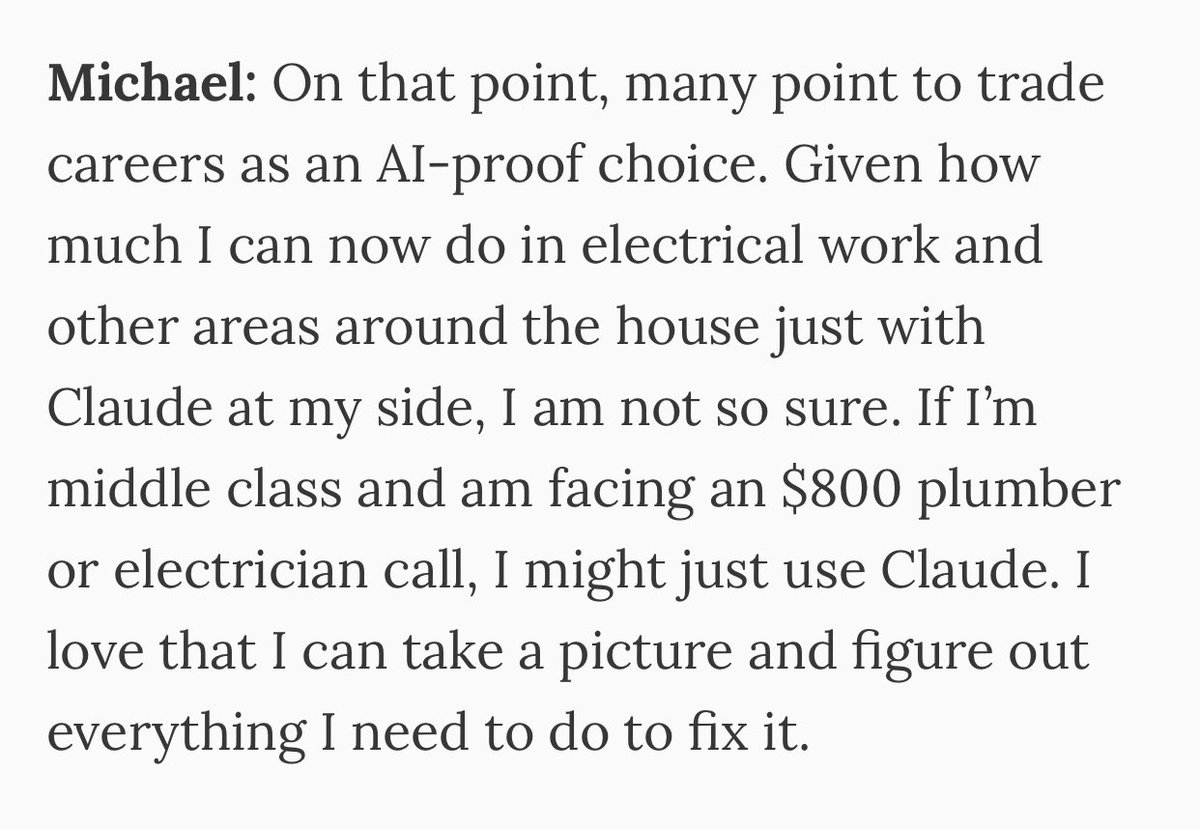 bearlyai's tweet image. Michael Burry on why blue-collar trade jobs (eg. electricians) may not be “AI proof”
