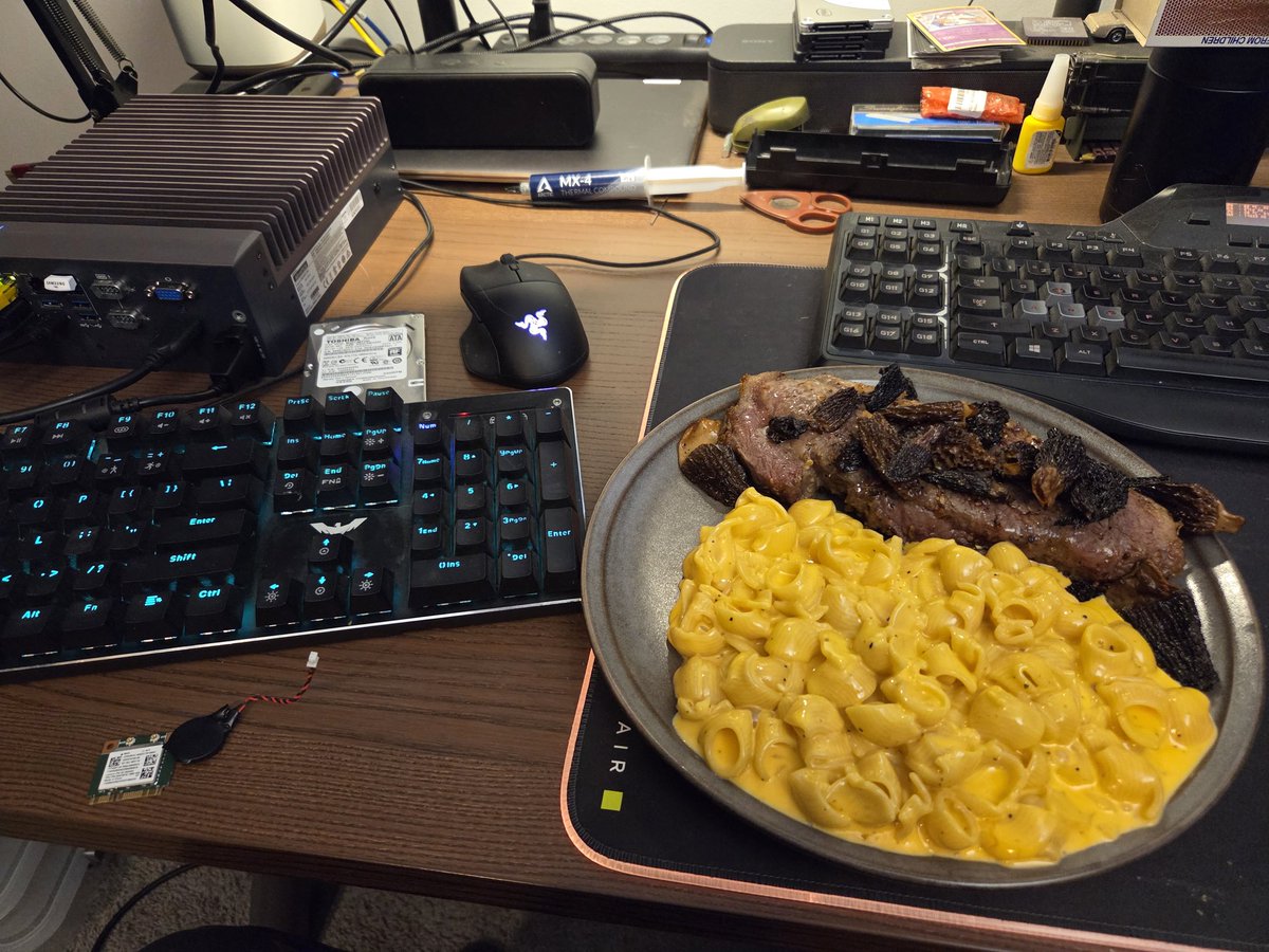 Procyon86's tweet image. Being married is so cool. I'm over here playing with computers, and my wife shows up with this mouthwatering meal.