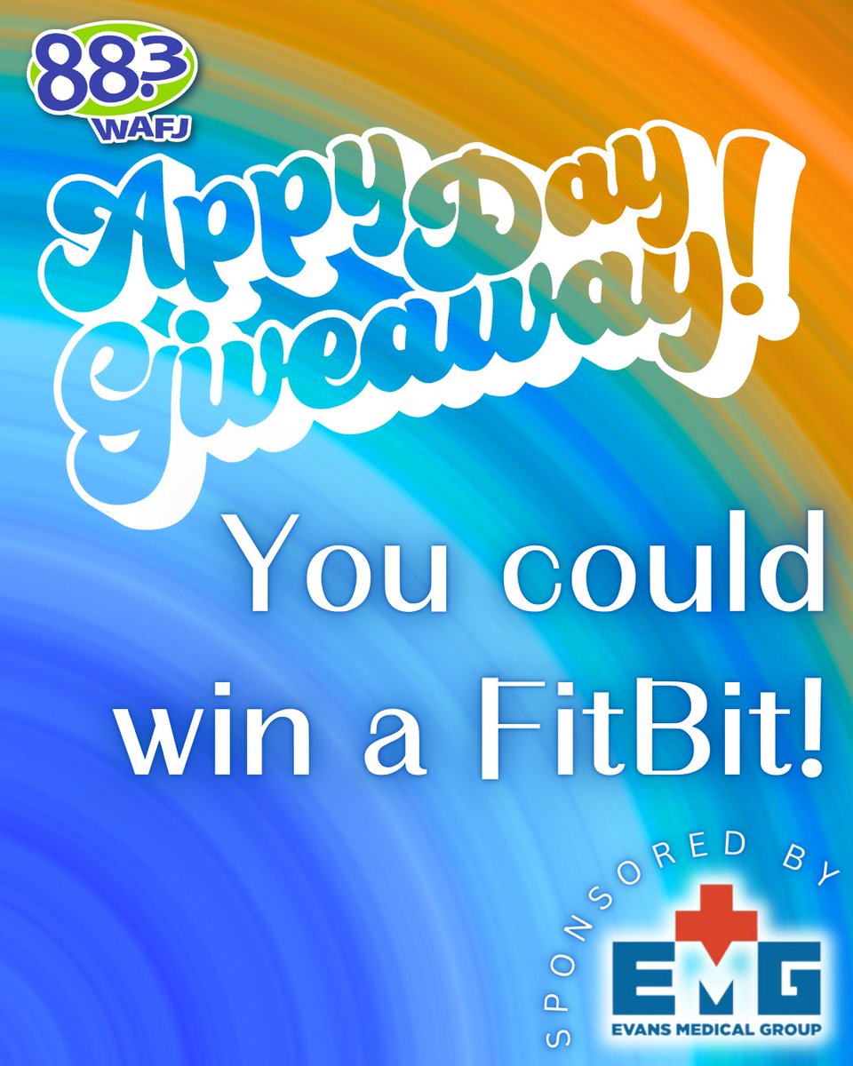 This month's Appy Day Giveaway from Evans Medical Group is a Fitbit! To enter, download the free WAFJ app, tap the Appy Day Giveaway banner, fill out the form + click submit.