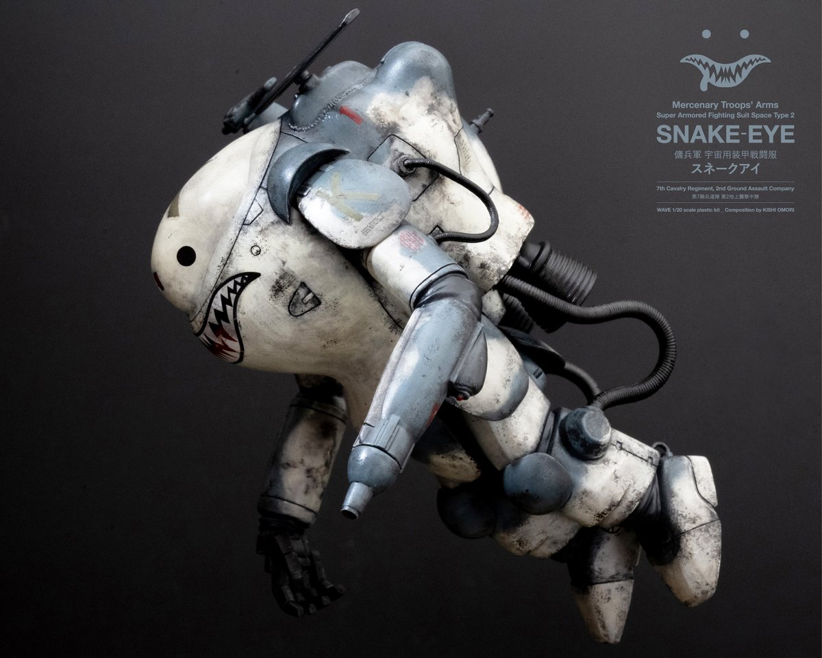 《Mercenary Troops’ Arms, S.A.F.S. Space Type 2 "SNAKE-EYE"》

_7th Cavalry Regiment, 2nd Ground Assault Company

WAVE 1/20 scale plastic kit