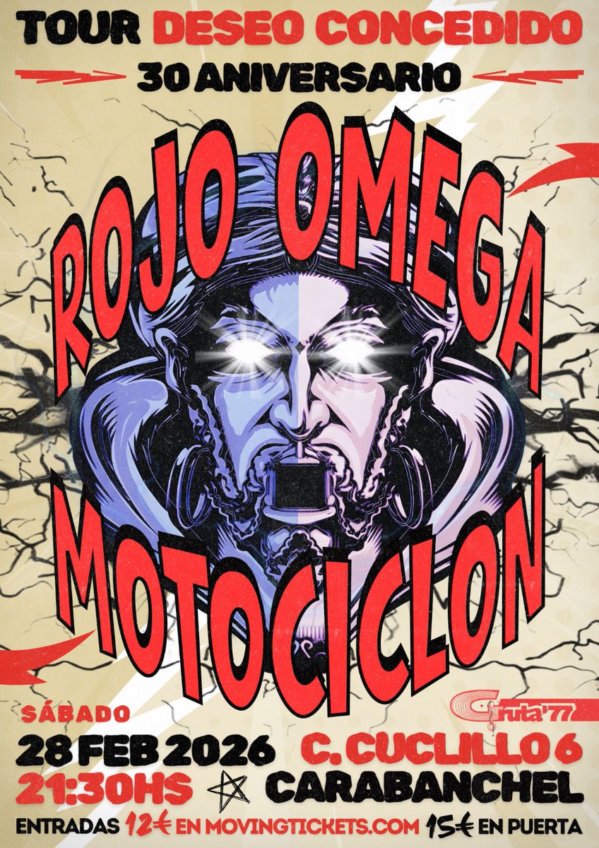 gruta77madrid's tweet photo. Pedazo de concierto
#RojoOmega y #Motociclón
https://t.co/xzoSoPbyUM
@Carabanchel_DC https://t.co/1mP0YCbWFv